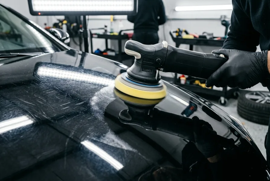 Concept visual: machine paint polishing and swirl correction